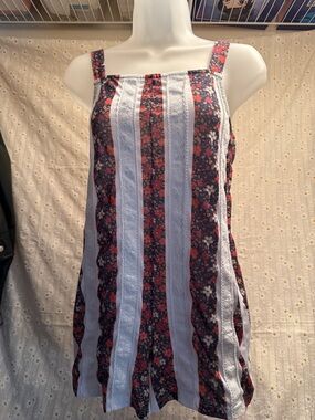 ASOS Navy Floral Lace-Trim Dress with Red & White Accents